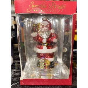 Christopher Radko Sparkle Bright SANTA WITH GIFTS Glass Christmas Ornament box